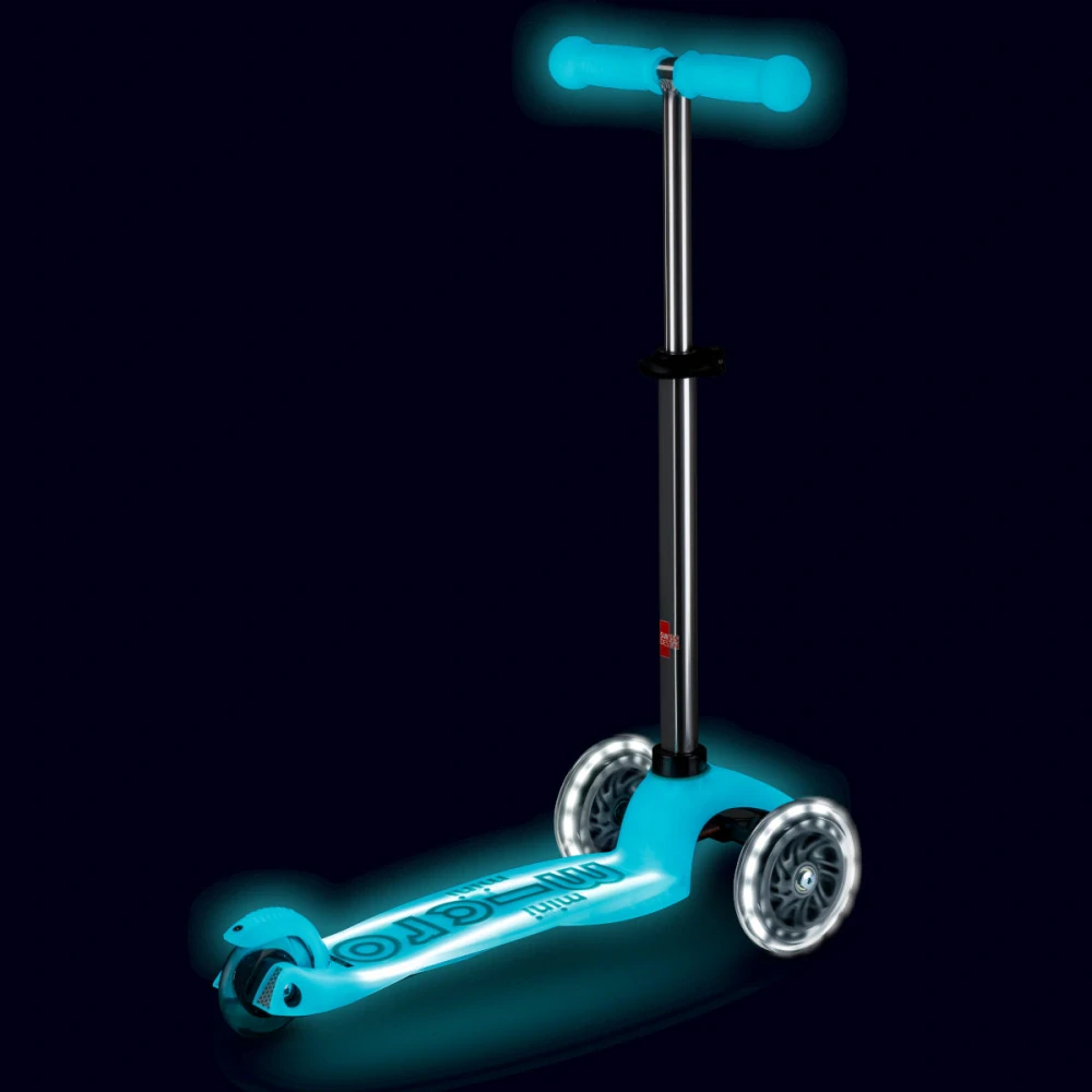 Koloběžka Mini Micro Deluxe Glow LED Plus aqua - ZDARMA dopravné a Zdravá láhev! 
