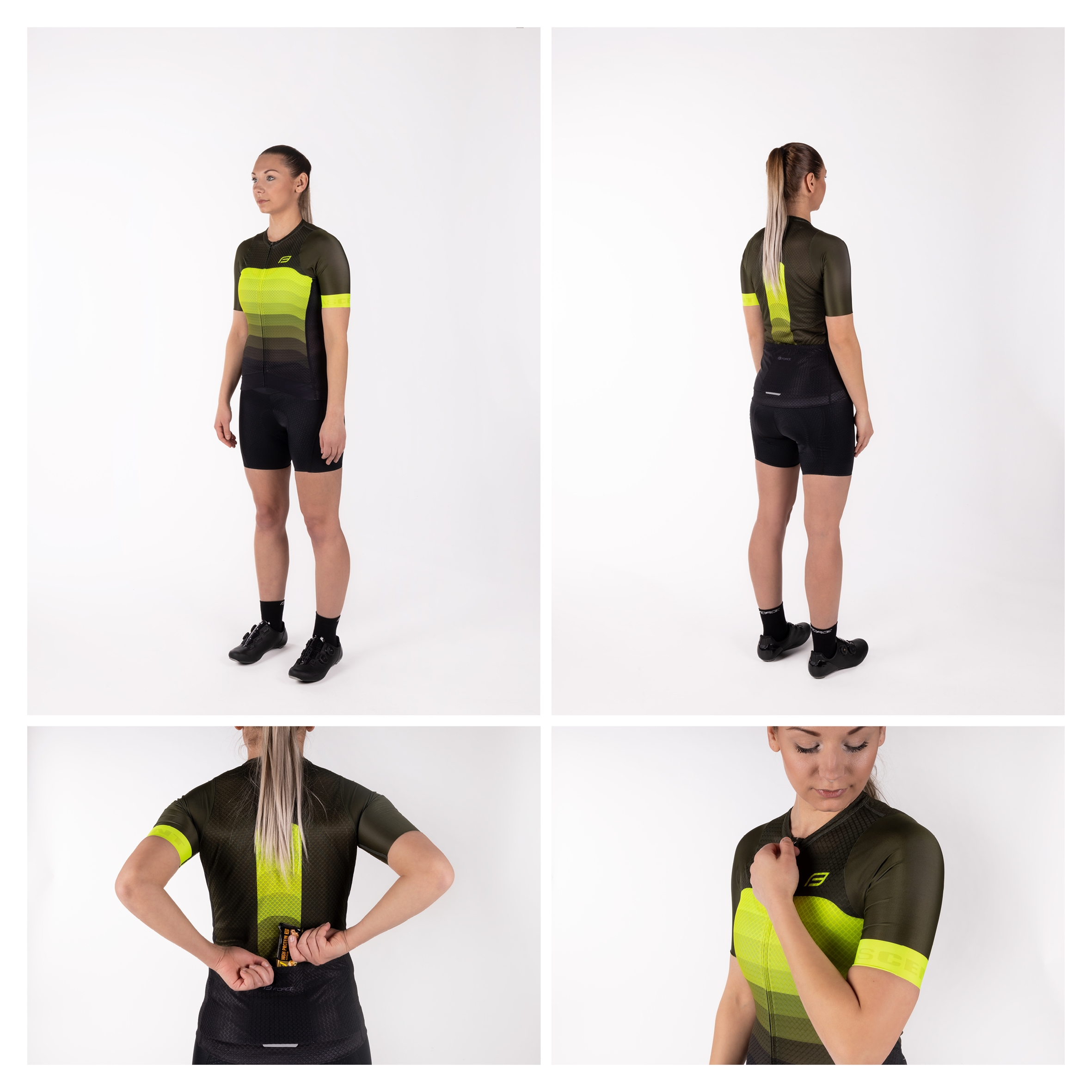 Dres FORCE ASCENT UNI kr. rukáv, zeleno-fluo, velikost M