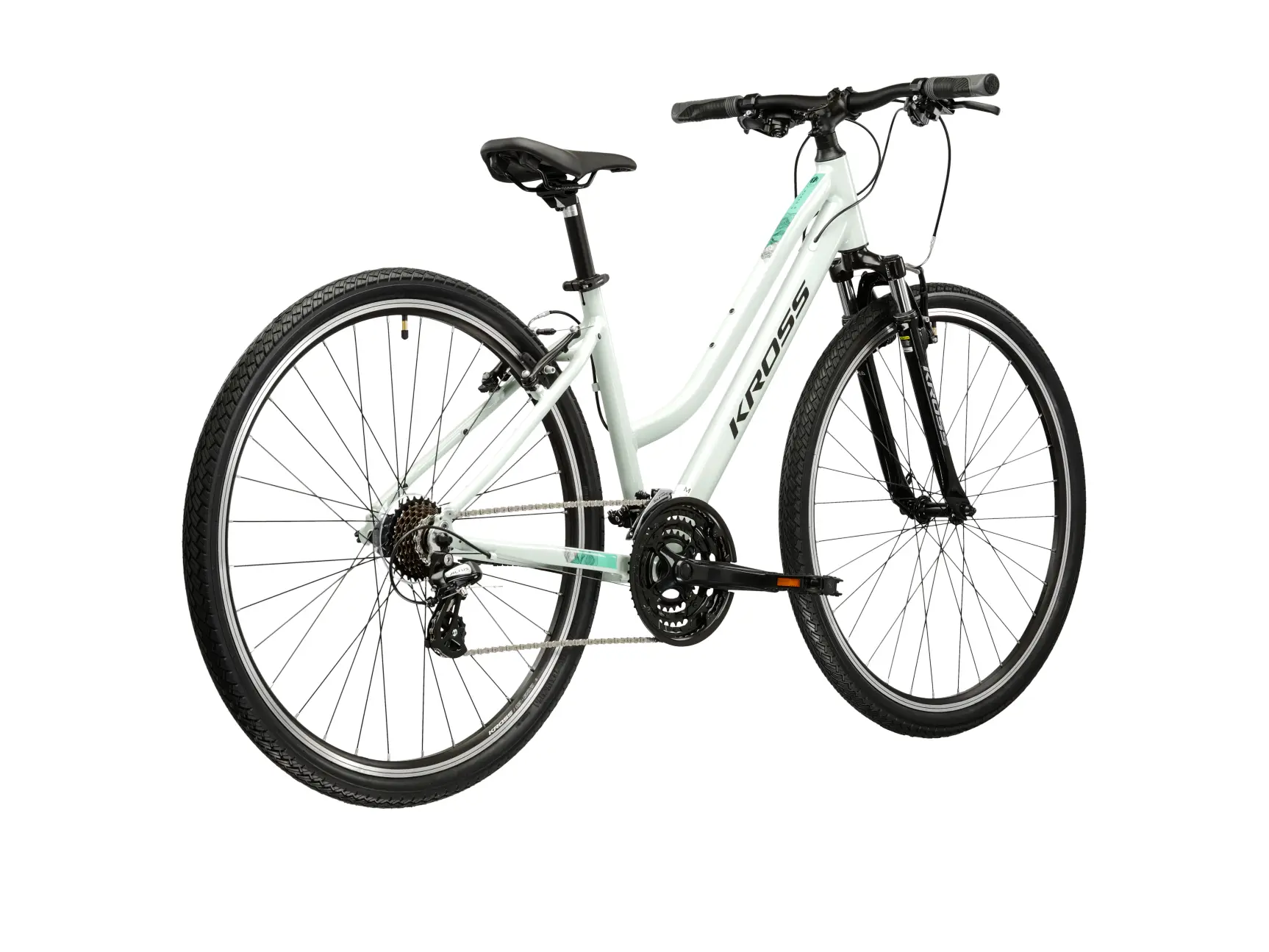 KROSS EVADO 2.0 LADY, rám S (15"), model 2026, pneu 28", barva mátová/černá - ZDARMA dopravné, seřízení, odborná montáž a sada světel!