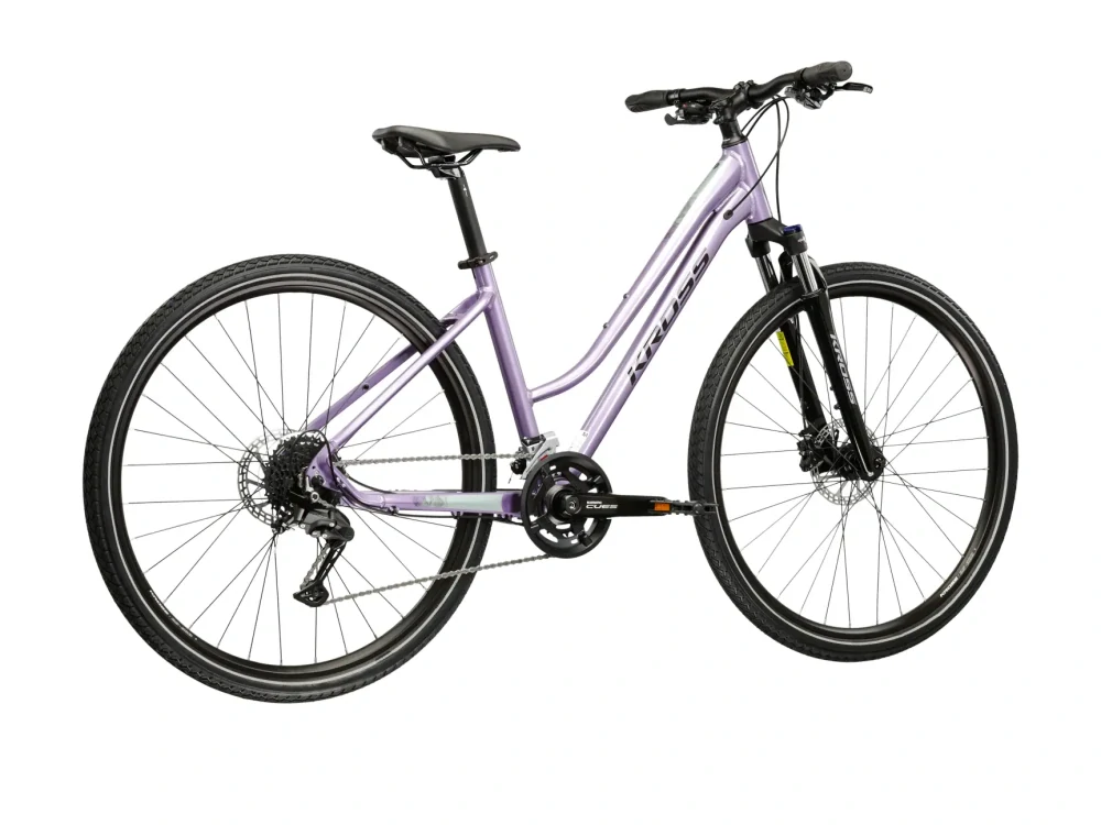 KROSS EVADO 5.0 LADY, rám 19" (L), model 2026, pneu 28", barva šedá/modrá - ZDARMA dopravné, seřízení, odborná montáž a sada světel!