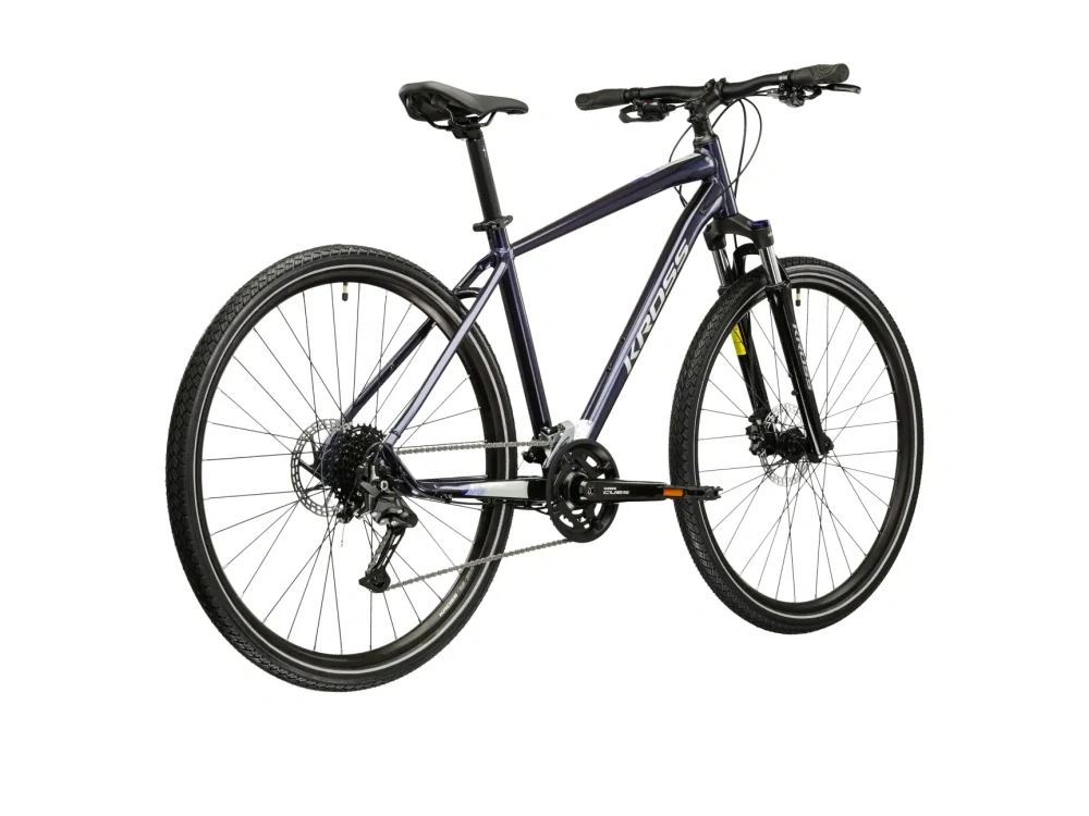 KROSS EVADO 5.0, rám 21" (L), model 2026, pneu 28", barva námořnická modrá - ZDARMA dopravné, seřízení, odborná montáž a sada světel!