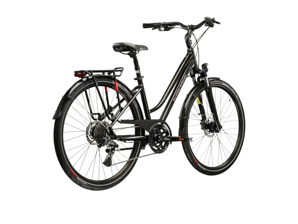 KROSS TRANS 7.0 Lady, rám 17" (M), model 2026, pneu 28", barva černá/růžová/lesk - ZDARMA dopravné, seřízení, odborná montáž a koš na zadní nosič!