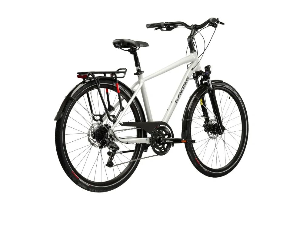 KROSS TRANS 5.0, model 2026, pneu 28", barva šedá/námořnická modrá/lesk - ZDARMA dopravné, seřízení, odborná montáž a koš na zadní nosič!