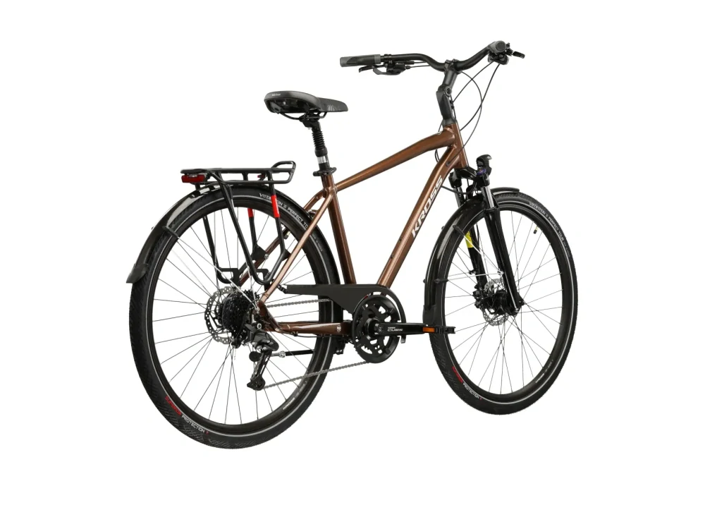 KROSS TRANS 5.0, rám 21" (L), model 2026, pneu 28", barva hnědá/stříbrná/lesk - ZDARMA dopravné, seřízení, odborná montáž a koš na zadní nosič!