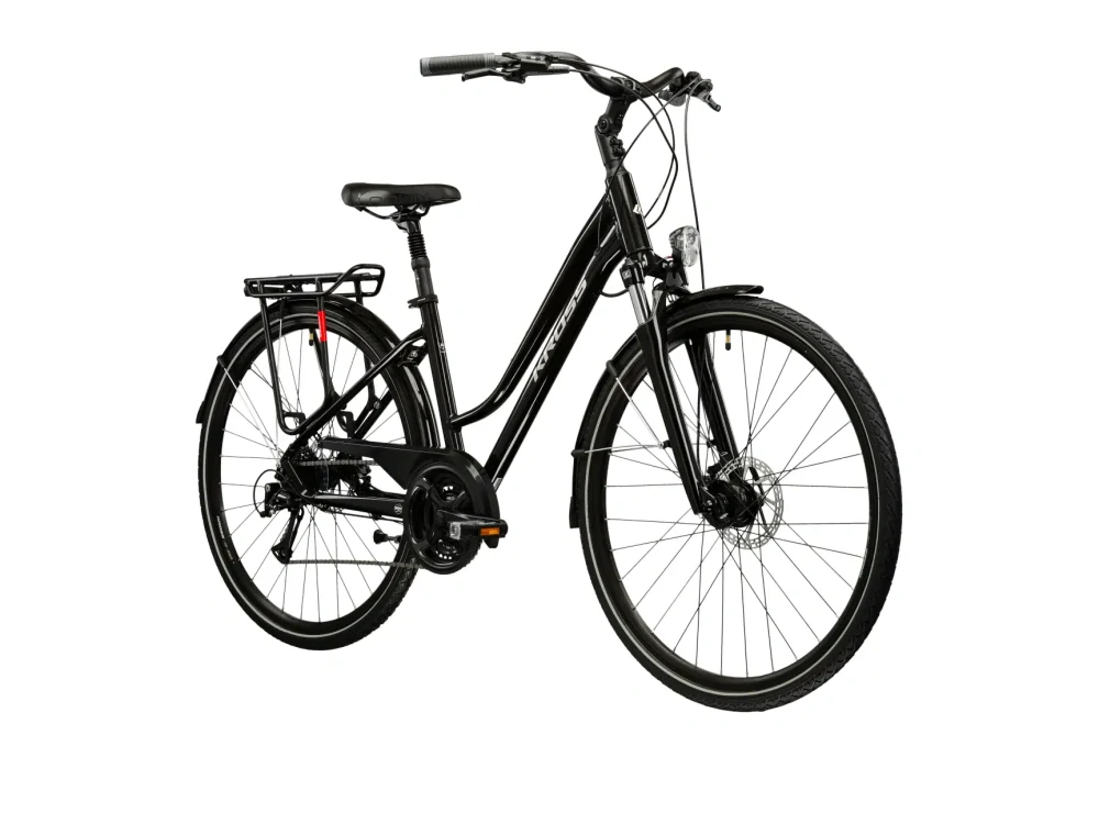 KROSS TRANS 4.0 Lady, rám 17" (M), model 2026, pneu 28", barva černá/stříbrná/lesk - ZDARMA dopravné, seřízení, odborná montáž a koš na zadní nosič!