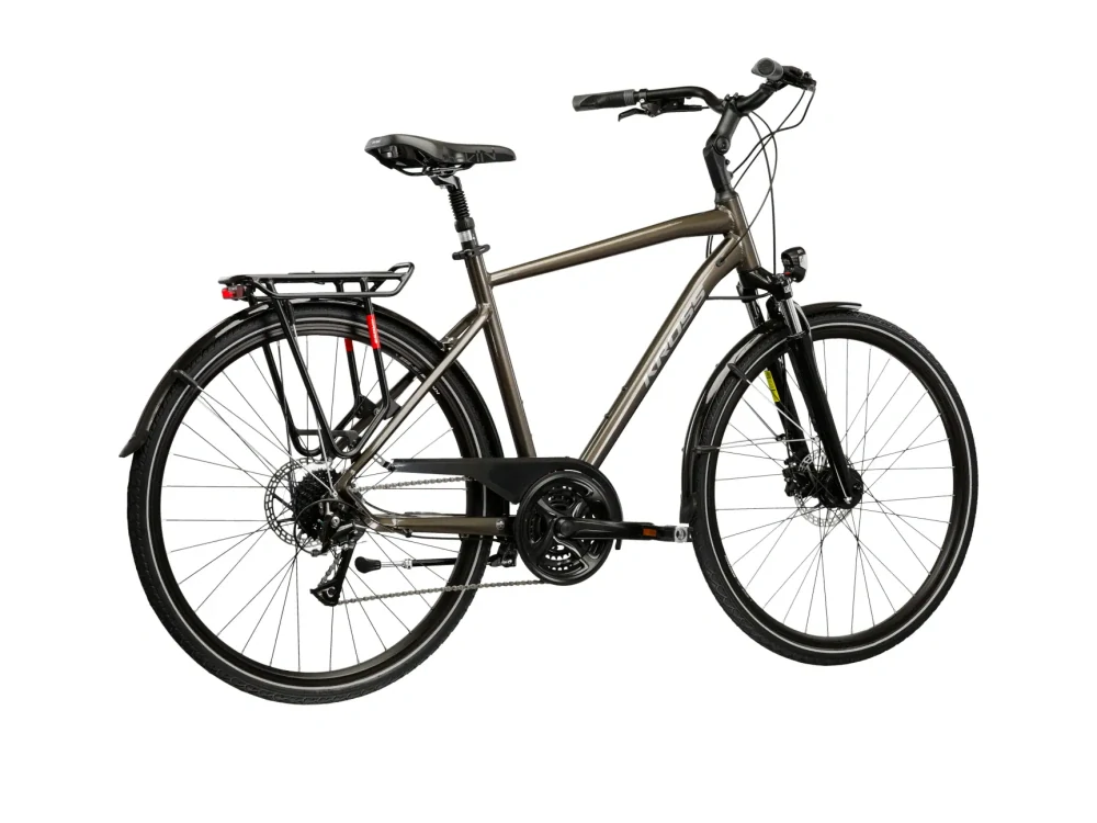 KROSS TRANS 4.0, rám 23" (XL), model 2026, pneu 28", barva hnědá/stříbrná/lesk - ZDARMA dopravné, seřízení, odborná montáž a koš na zadní nosič!