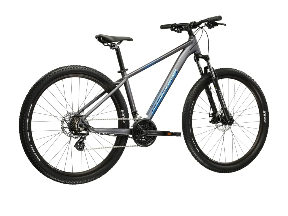 KROSS HEXAGON X200, rám 15" (S), model 2026, pneu 27,5", barva šedá/modrá/matný - ZDARMA dopravné, seřízení, odborná montáž a sada světel!