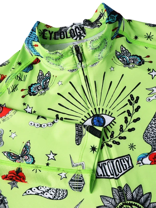 Cyklodres CYCOLOGY Summer Tattoo, limetkový, pánský, dlouhý rukáv