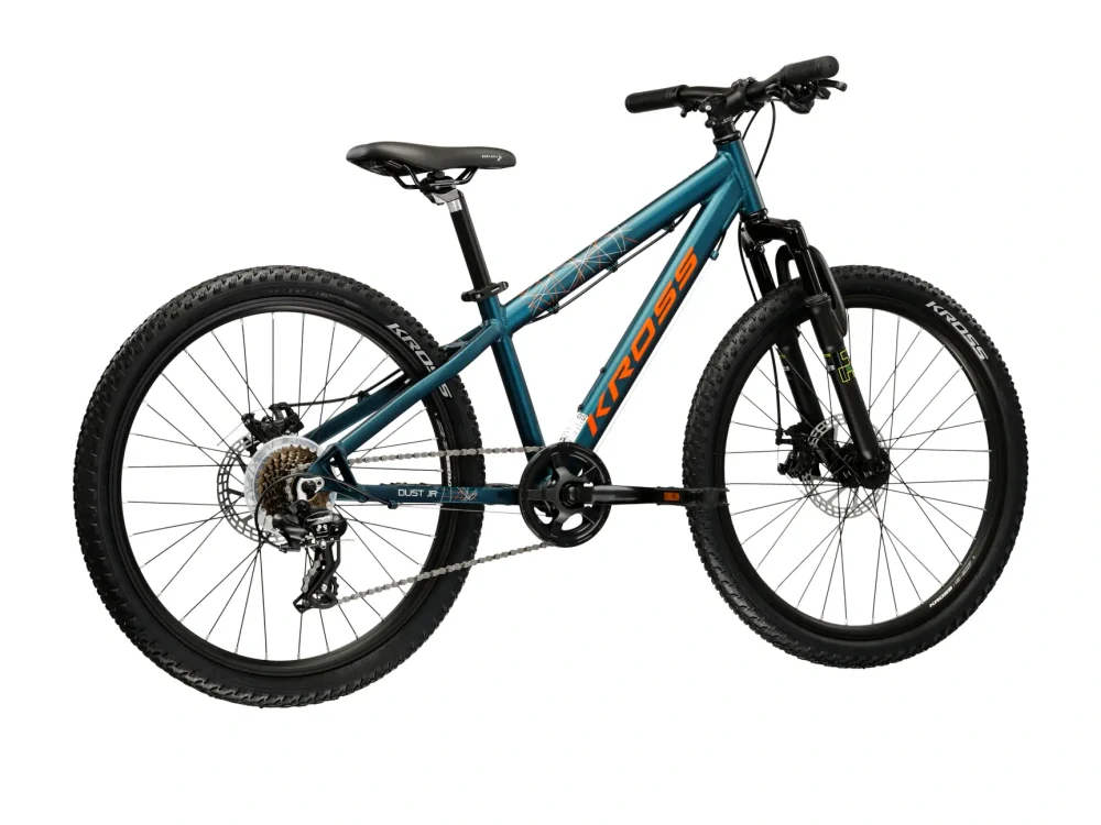 KROSS DUST JR X, pneu 24", model 2027, barva tyrkysová/oranžová/stříbrná/matný - ZDARMA dopravné, odborná montáž a seřízení!