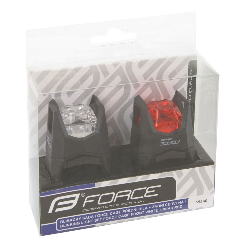 Blikačky sada Force CAGE přední bílá + zadní červená, baterie