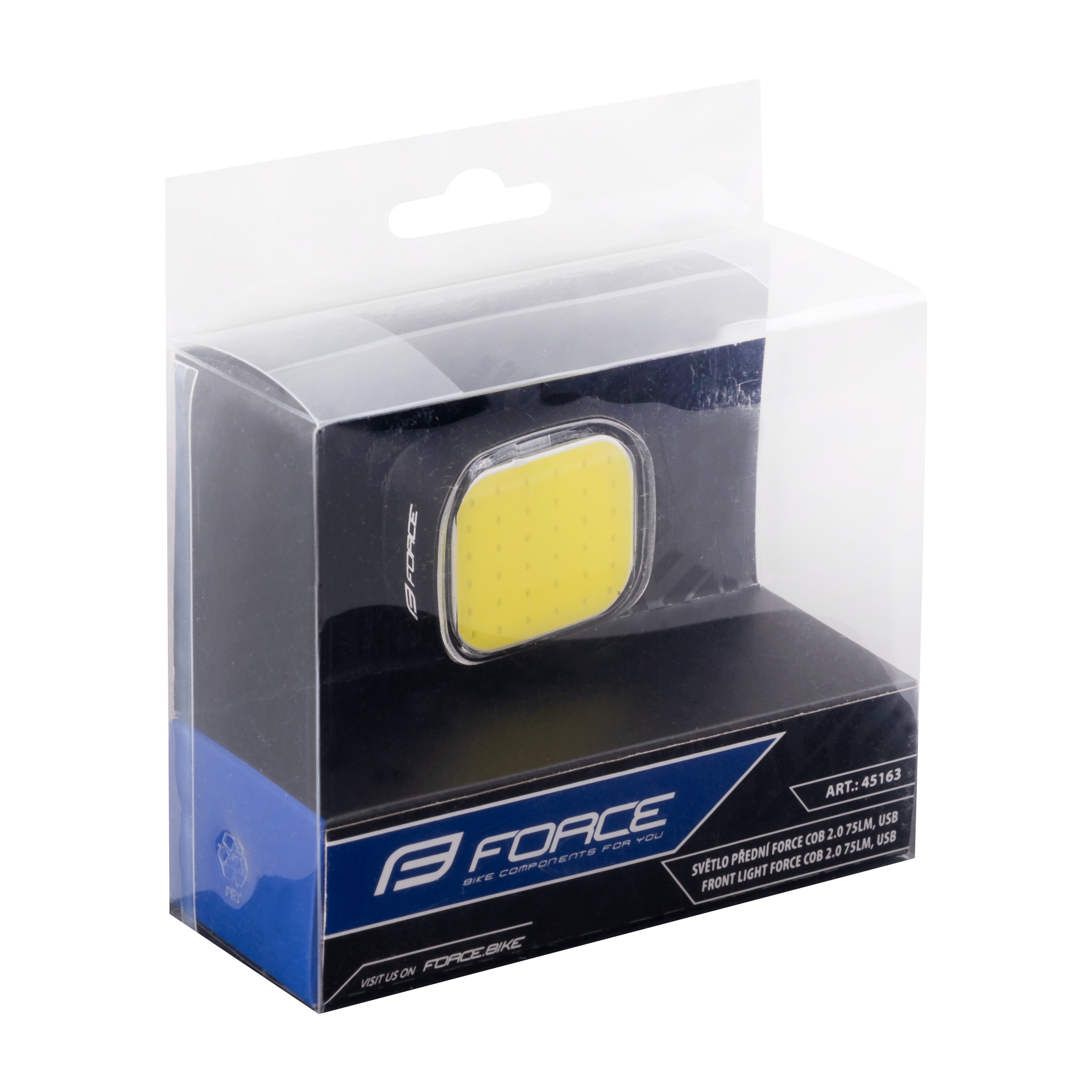 Světlo/blikačka přední FORCE COB 2.0 75LM USB, černé