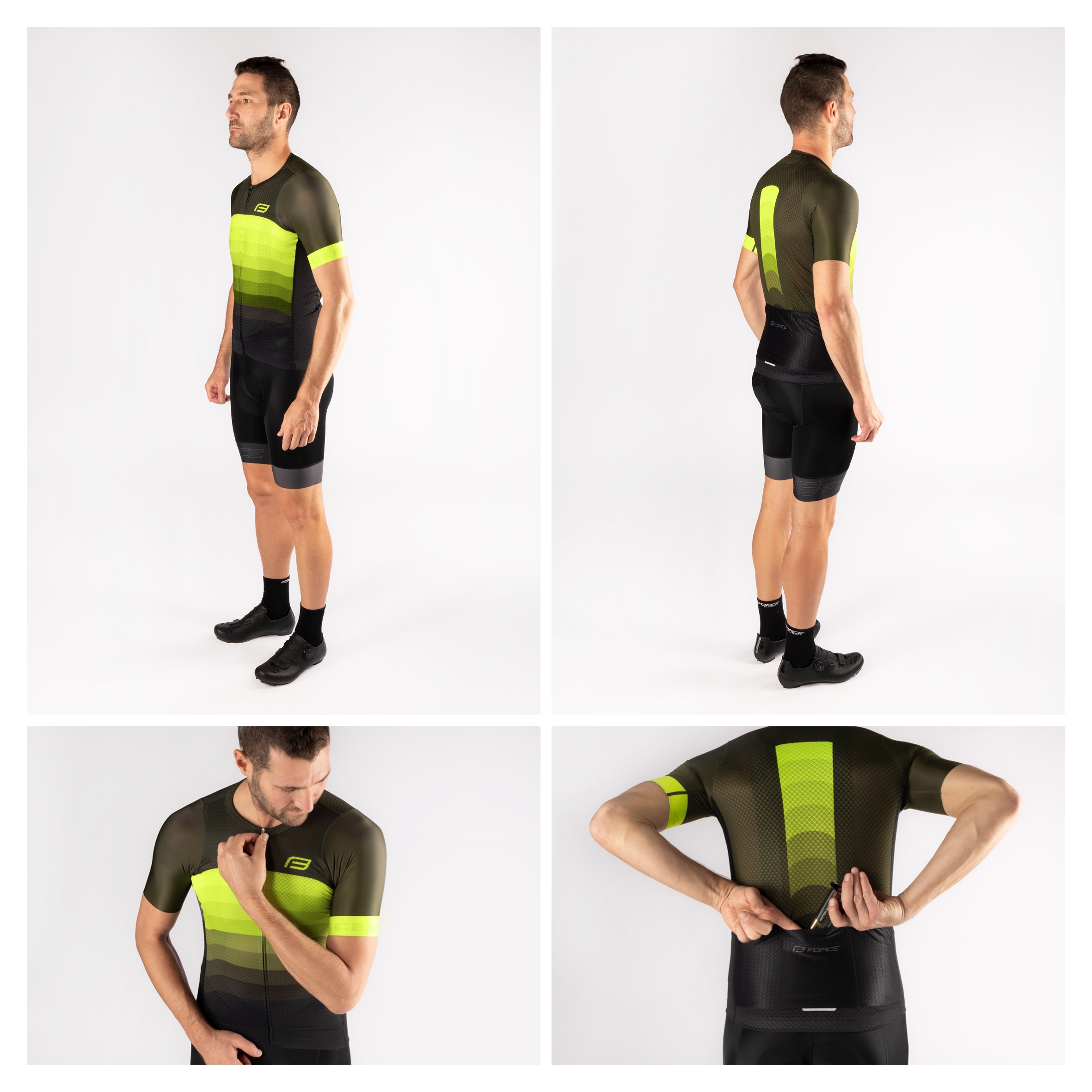 Dres FORCE ASCENT UNI kr. rukáv, zeleno-fluo, velikost M
