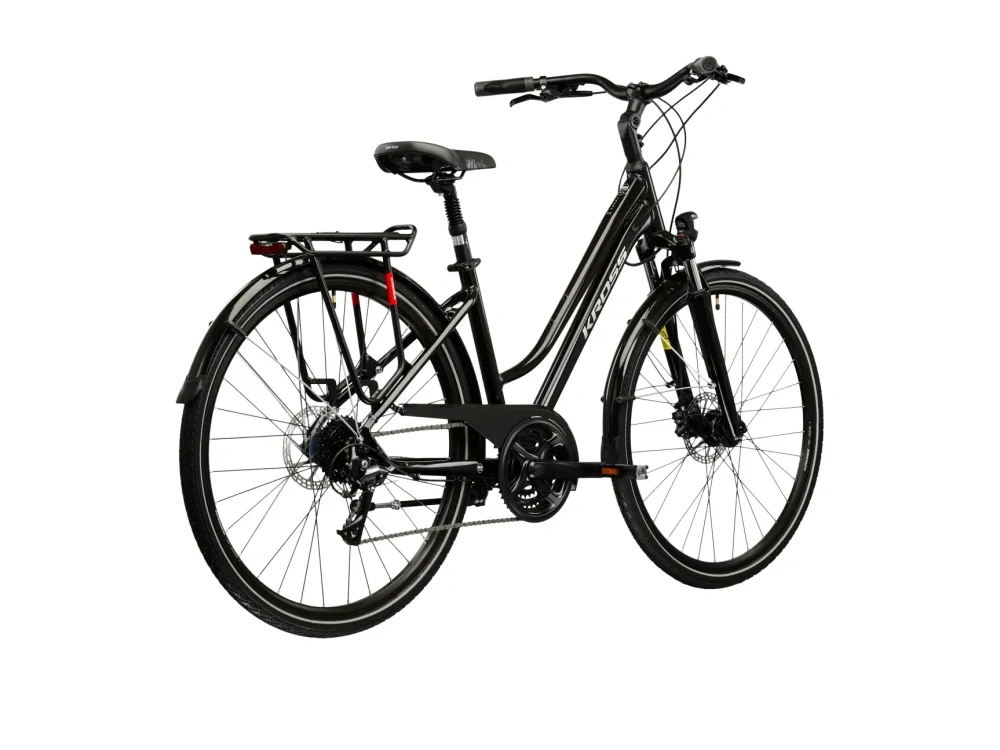 KROSS TRANS 4.0 Lady, rám 17" (M), model 2026, pneu 28", barva černá/stříbrná/lesk - ZDARMA dopravné, seřízení, odborná montáž a koš na zadní nosič!