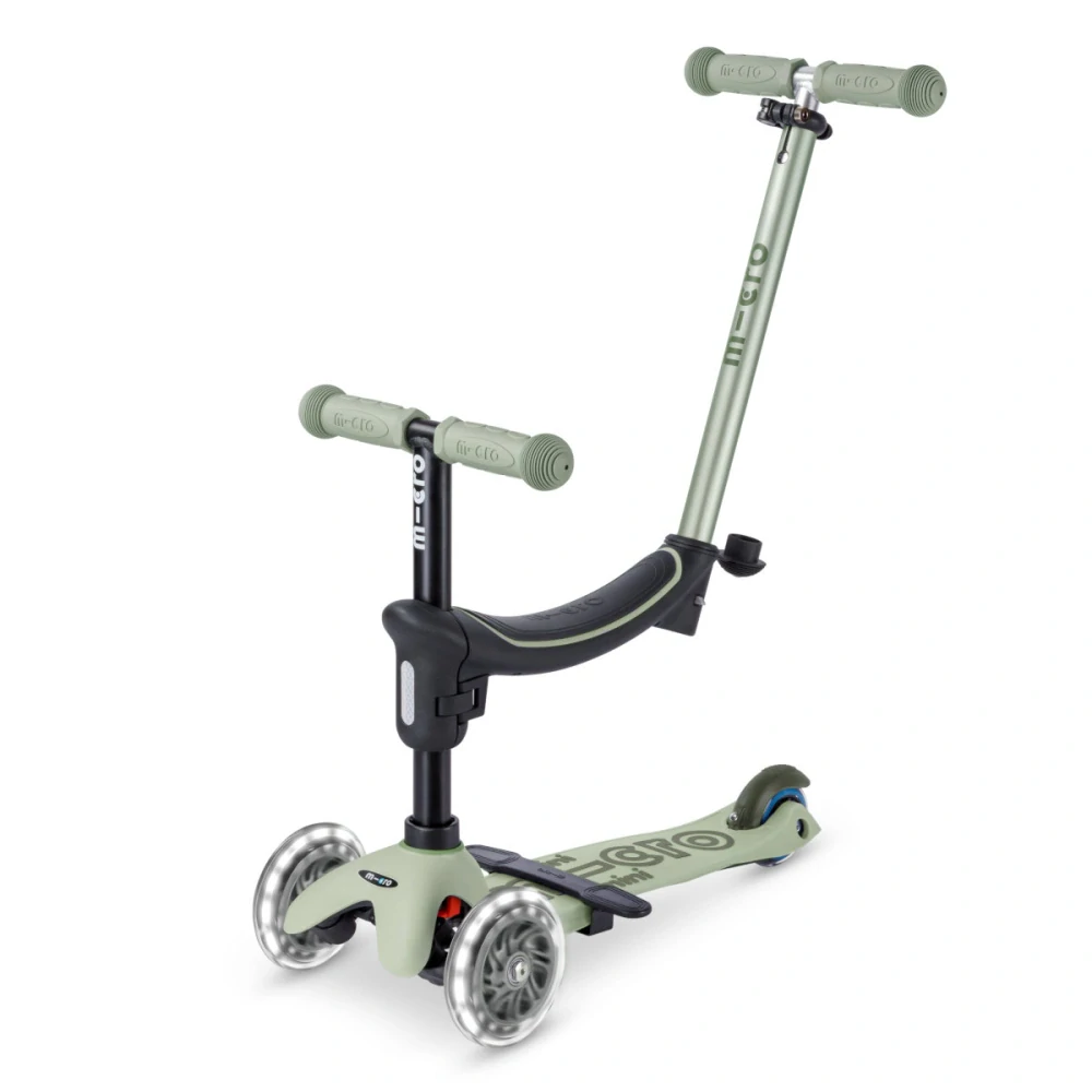 Koloběžka Mini Micro Deluxe Rock & Go LED olive - ZDARMA dopravné a Zdravá láhev! 