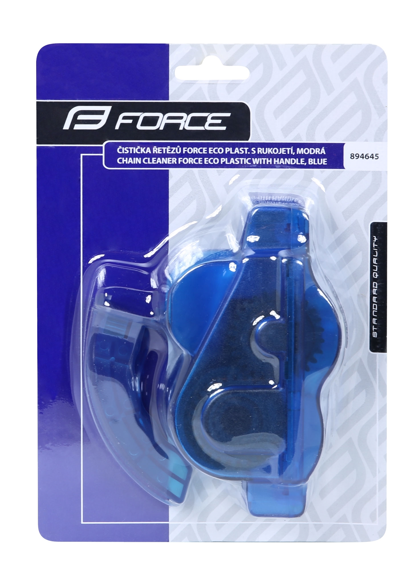 Čistička řetězů FORCE ECO plastová s rukojetí, modrá