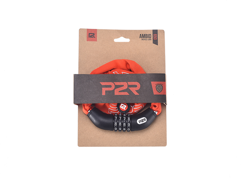 Zámek na jízdní kolo P2R AMBID 4*1100 mm, řetězový, red 