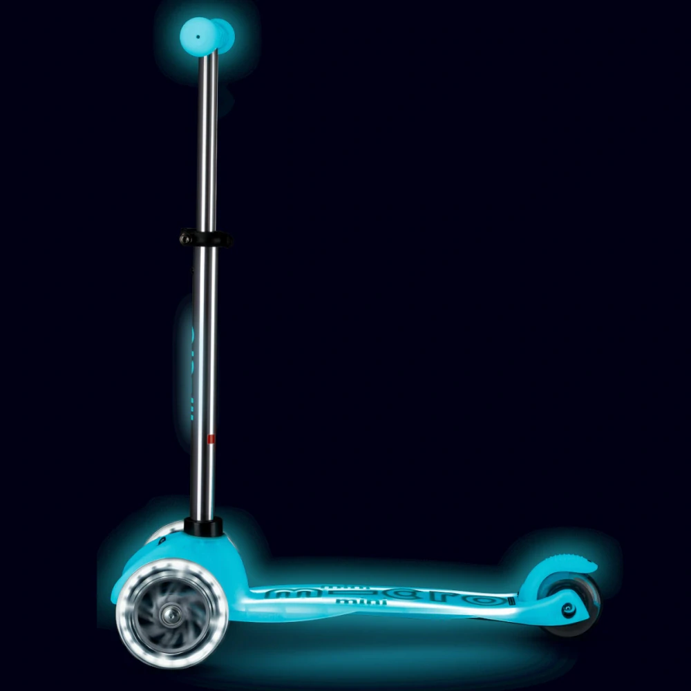 Koloběžka Mini Micro Deluxe Glow LED Plus aqua - ZDARMA dopravné a Zdravá láhev! 