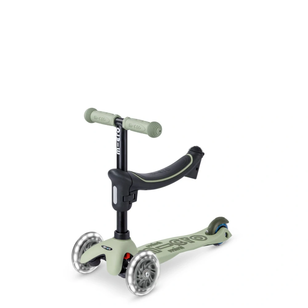 Koloběžka Mini Micro Deluxe Rock & Go LED olive - ZDARMA dopravné a Zdravá láhev! 