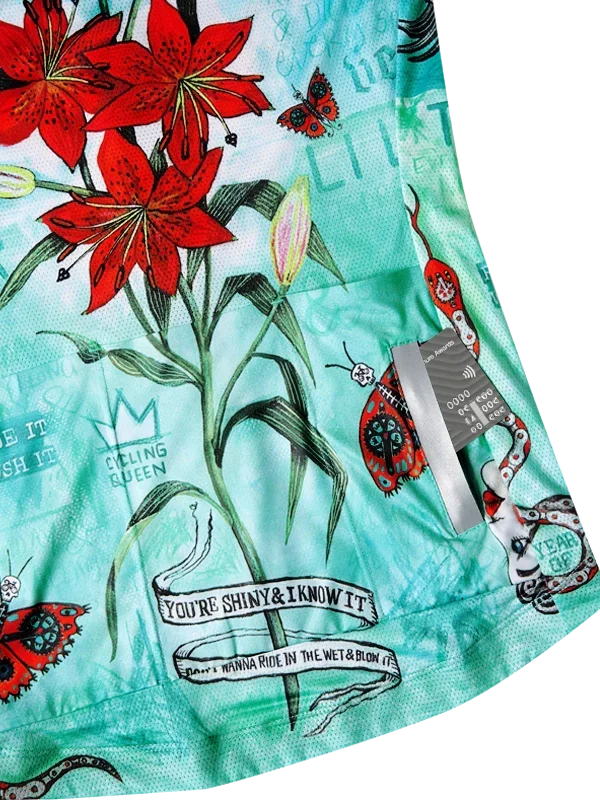 Cyklodres CYCOLOGY Tiger Lily, aqua, woman, krátký rukáv