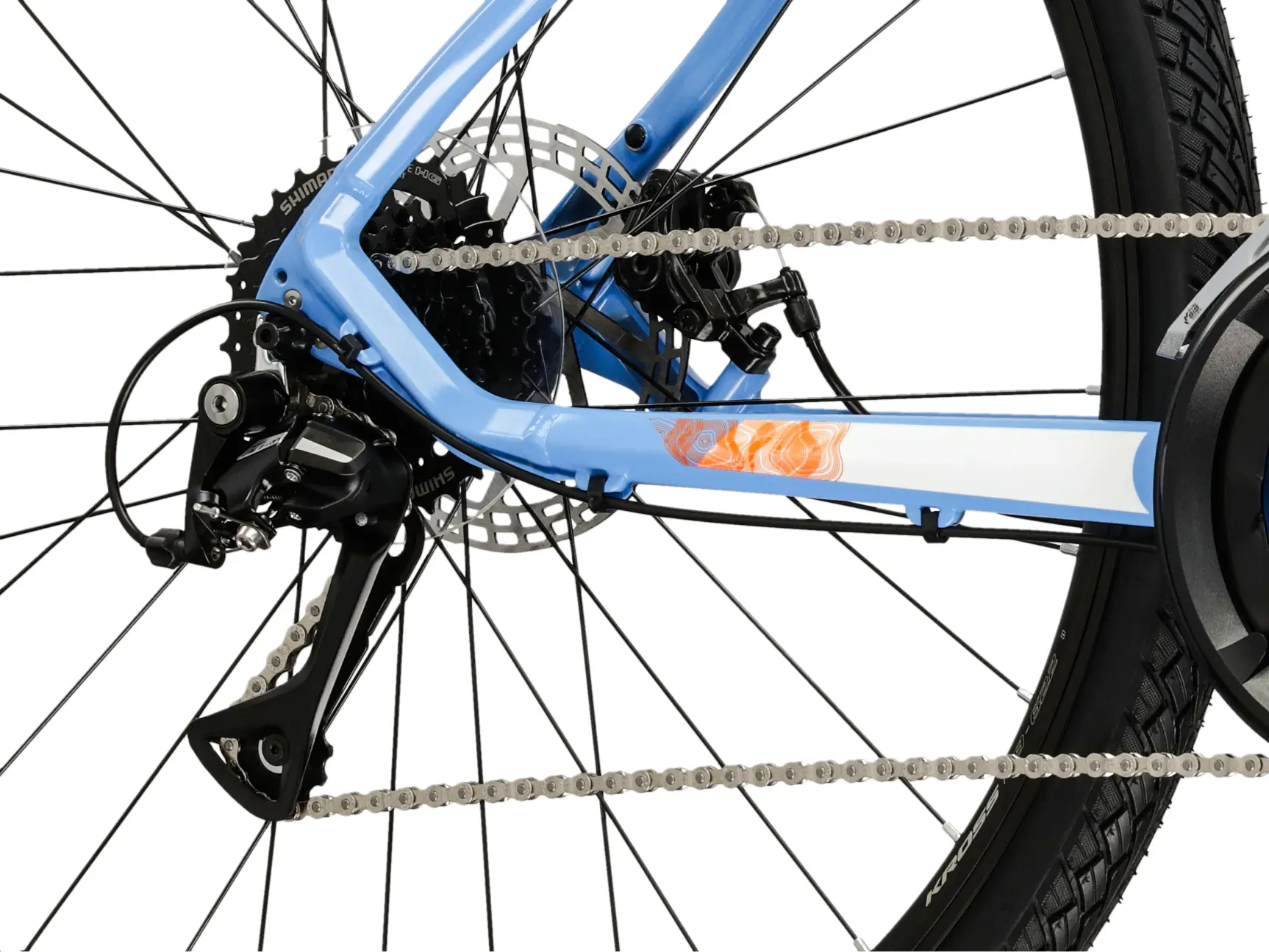 KROSS EVADO 3.0 LADY, rám 17" (M), model 2026, pneu 28", barva modrá/bílá - ZDARMA dopravné, seřízení, odborná montáž a sada světel!