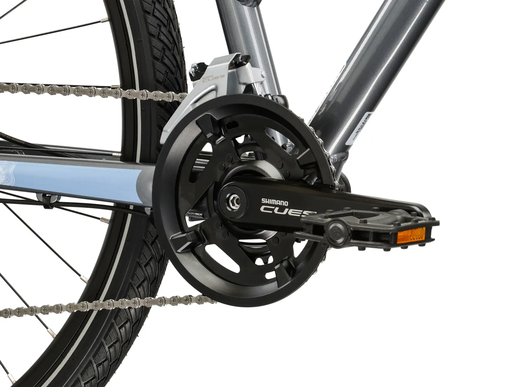 KROSS EVADO 5.0 LADY, rám 17" (M), model 2026, pneu 28", barva šedá/modrá - ZDARMA dopravné, seřízení, odborná montáž a sada světel!