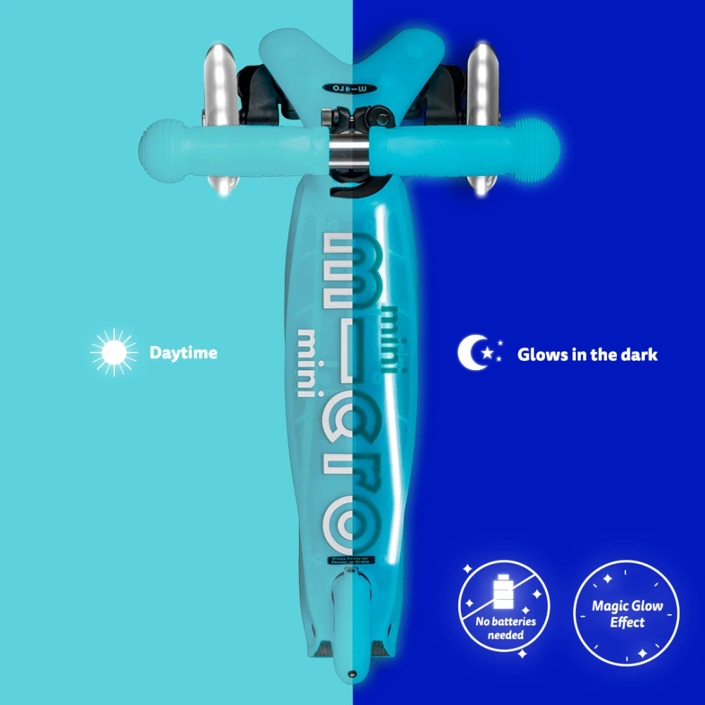 Koloběžka Mini Micro Deluxe Glow LED Plus aqua - ZDARMA dopravné a Zdravá láhev! 
