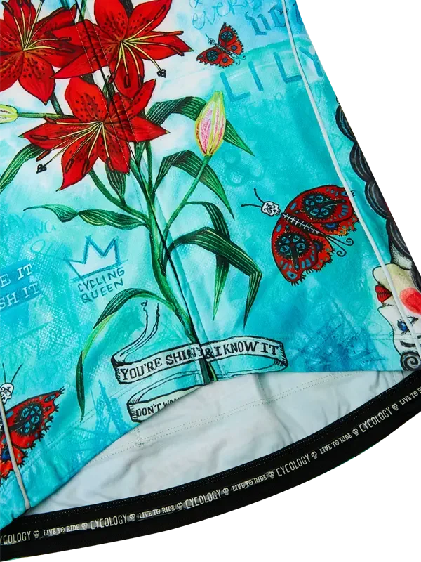 Cyklodres CYCOLOGY Winter Tiger Lily, aqua, dámský, dlouhý rukáv