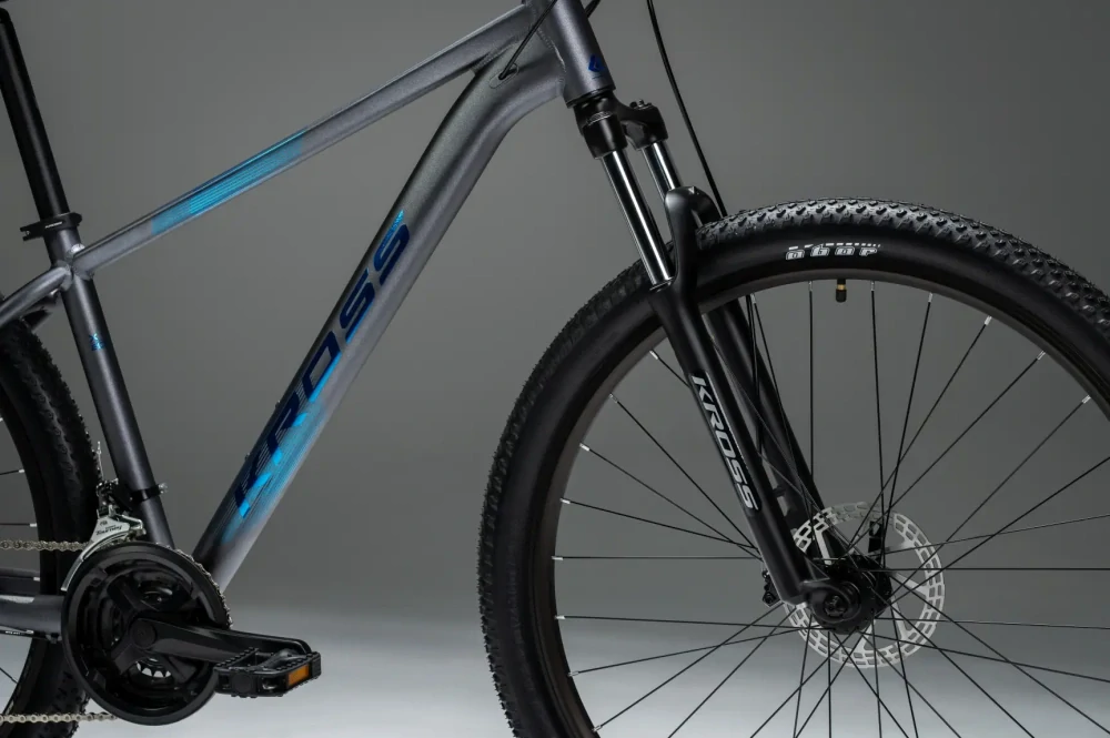 KROSS HEXAGON X200 pneu 29", model 2027, barva šedá/modrá/matný - ZDARMA dopravné, seřízení, odborná montáž a sada světel!