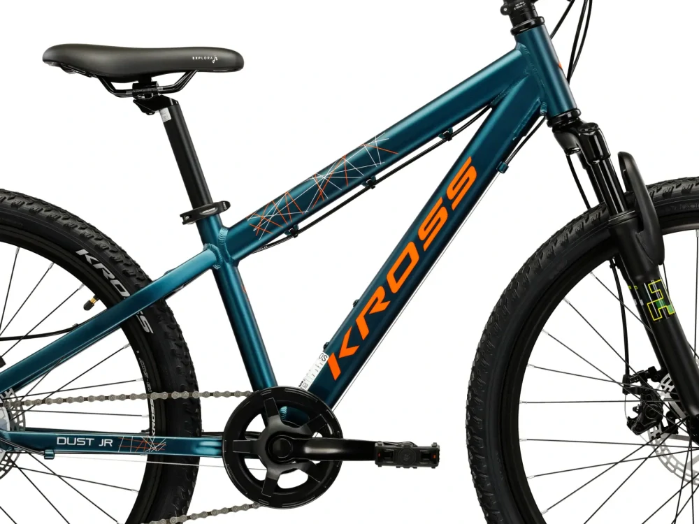 KROSS DUST JR X, pneu 24", model 2027, barva tyrkysová/oranžová/stříbrná/matný - ZDARMA dopravné, odborná montáž a seřízení!